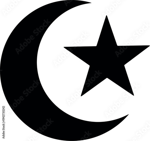 Elegant crescent moon symbol with a central star design