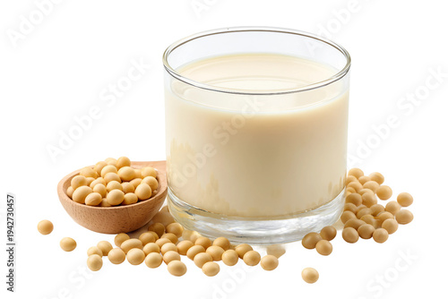 Healthy Soy Milk Beverage for Breakfast Isolated on Transparent Background