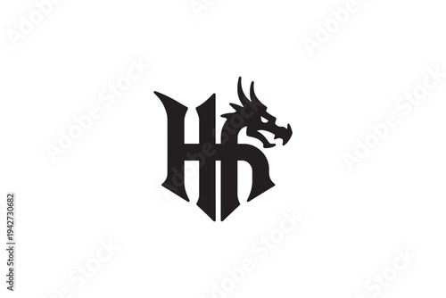 Distinctive hh logo featuring an intricate dragon head design unique and memorable emblem