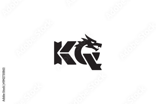 Distinctive kq logo design featuring a fierce dragon head integrated with bold typography