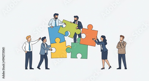 business team with puzzle