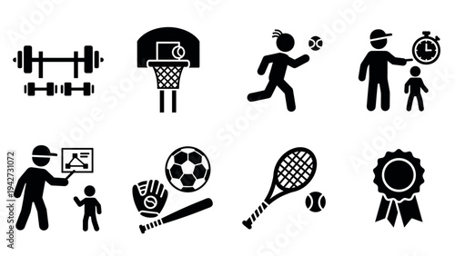 Sports activity silhouette icons collection for fitness and coaching