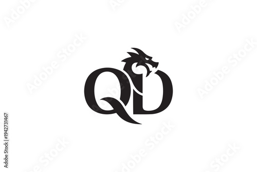 Distinctive qd logo design featuring a fierce dragon emblem