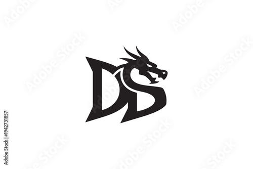 Dragon and letters ds logo a mystical emblem for brands symbolizing power and fantasy