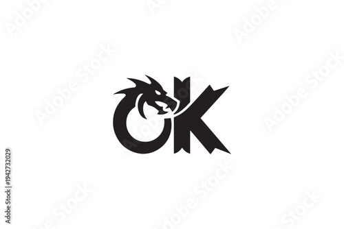 Dragon embraces ok logo design forged in power and myth