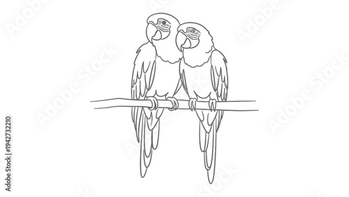 Lovebirds on Branch: Two adorable lovebirds, perched close together on a branch, showcase an image of affection and companionship.