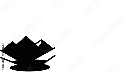 Abstract silhouette of layered mountains with a shadowy base