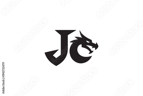 Dragon head integrated into bold jc logo for distinct brand identity