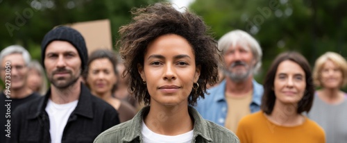 Wallpaper Mural A diverse group of people engages in a peaceful protest in an outdoor setting. Torontodigital.ca
