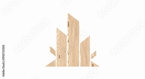 Abstract wooden planks forming a modern skyline