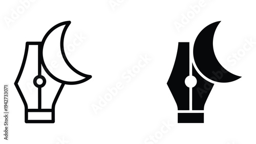 Fountain Pen Crescent Moon Creativity Symbol