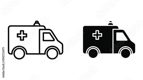 Ambulance Icons Emergency Medical Vehicle Graphics