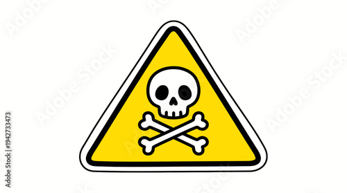 Yellow skull and crossbones danger warning sign