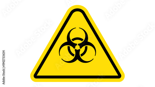 Yellow biohazard warning sign with an infectious symbol