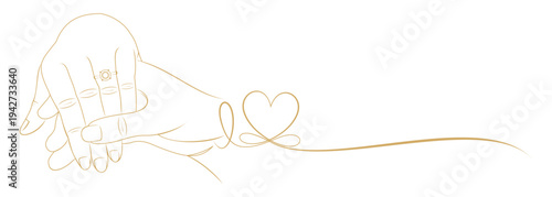 line art vector illustration of a pair of couple's hands.eps