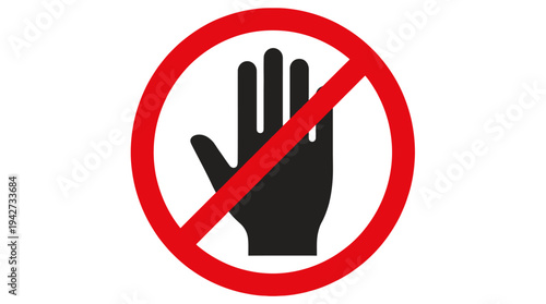 Red no touch warning sign with a prohibiting hand symbol