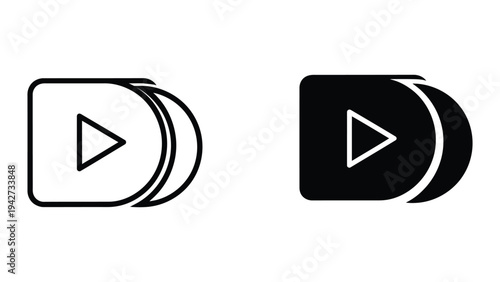 Play Button Media Stack Commercial Icon