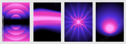 Vector illustration collection - trendy abstract creative minimalist prints and compositions with bright gradient colors - design templates for social media posts and stories, posters and banners