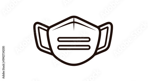 Outline vector graphic illustration representing a protective respirator face mask design for health safety