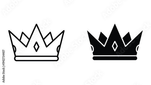 Crown Icon Set Royalty Symbol Leadership