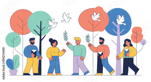 Community Action for Environmental Peace and Justice Flat Vector Design Illustration