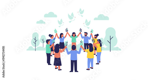 Green Diplomacy for Conflict Resolution and Nature Flat Vector Design Illustration