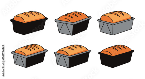 Loaf Pan Line art vector set minimal abstract vibrant color illustration