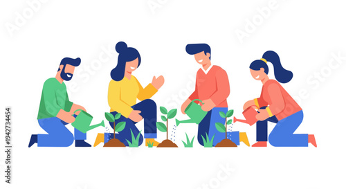 Sustainable Peace and Ecological Restoration Strategy Flat Vector Design Illustration