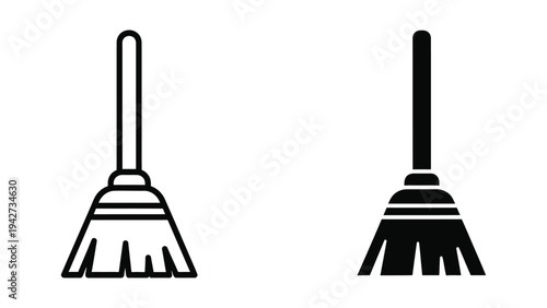 Broom Icon Cleaning Symbol Commercial Vector