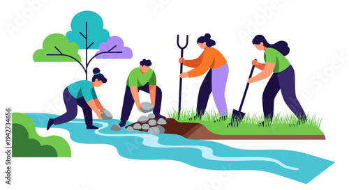 Environmental Peacebuilding Ecosystem Restoration and Post Conflict Green Recovery Modern Flat Vector Design Illustration