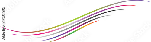 Colorful Line Wave Vector. Vector Swoosh Ribbon Pattern with Wave Lines. Abstract Calligraphy Design Elements .Abstract Multicolor Curved Line Wave.