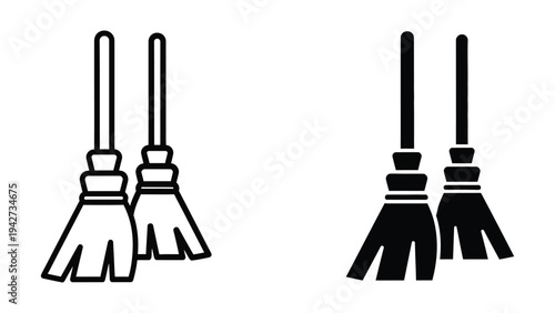 Broom Icons Cleaning Tool Commercial Graphic