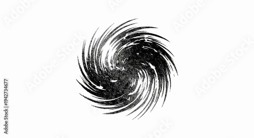 Abstract black and white spiral vortex with textured lines