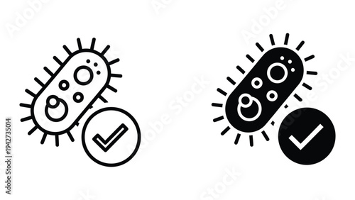 Bacteria Checkmark Health Safety Icon