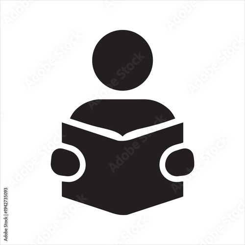 Reading or learning with book flat icon for education apps and websites