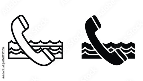 Phone Handset Water Symbol Commercial Vector