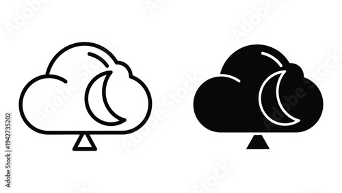 Night Cloud Moon Icon Symbol Commercial