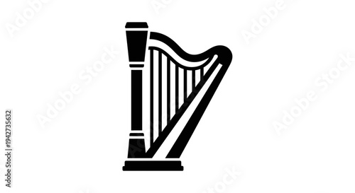 Black and White Illustration of Harp 1.