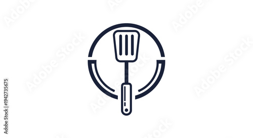 Black Spatula Icon on White Background.