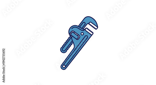 Blue Adjustable Wrench Tool Illustration.