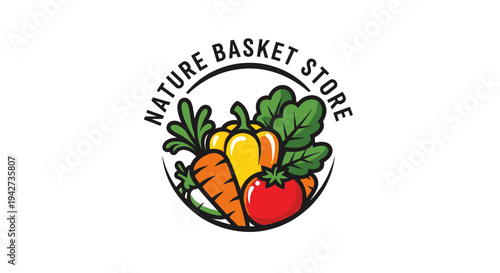 Colorful Vegetables in Basket Illustration.