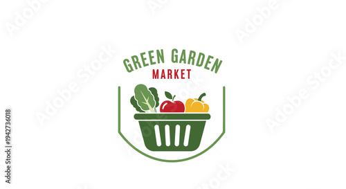 Green Garden Market Logo with Vegetables.