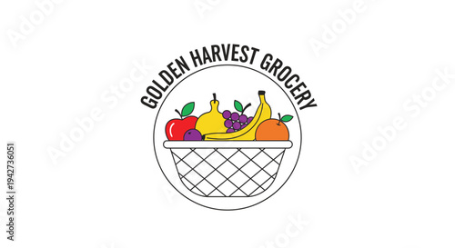 Grocery Basket with Fresh Fruits and Vegetables.