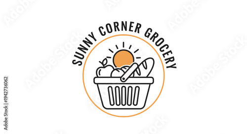 Grocery Store Shopping Basket Icon Design.