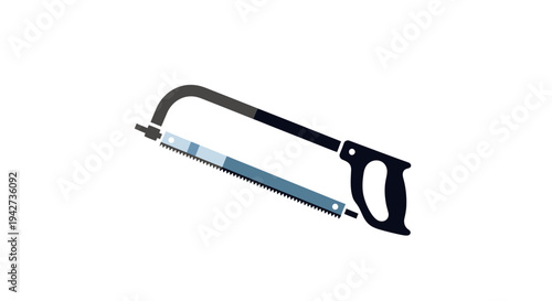 Hacksaw with metal blade and handle.