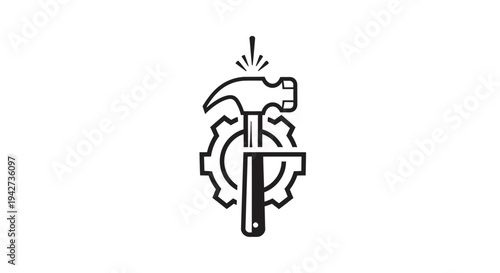 Hammer and Gear Icon Symbolizing Industry.