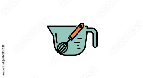 Illustration of Measuring Cup and Whisk.