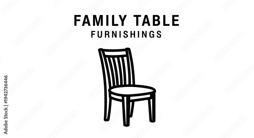 Fototapeta premium Simple Black and White Chair Illustration.