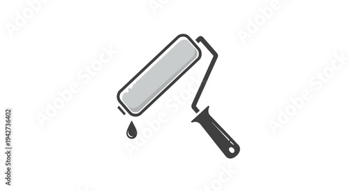 Paint Roller with Paint Dripping Down.