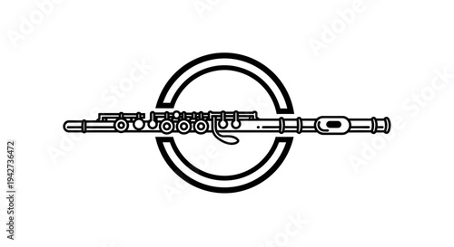 Simple Black and White Flute Illustration.